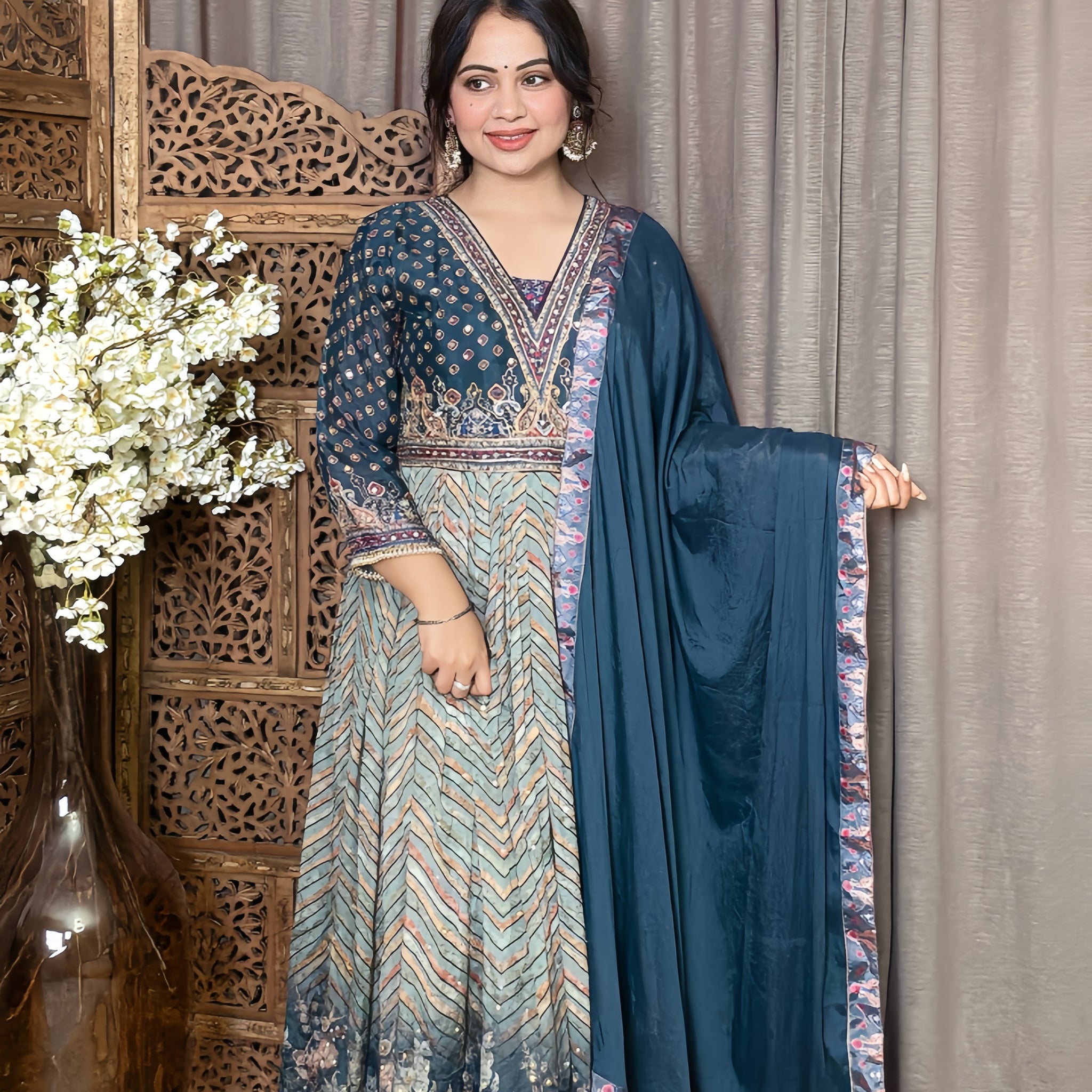 Neel Tara Mirrorwork Anarkali