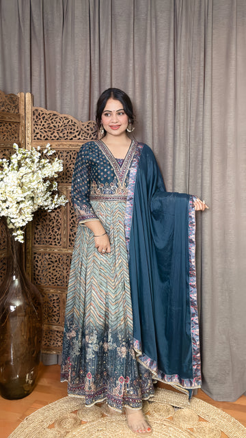 Neel Tara Mirrorwork Anarkali