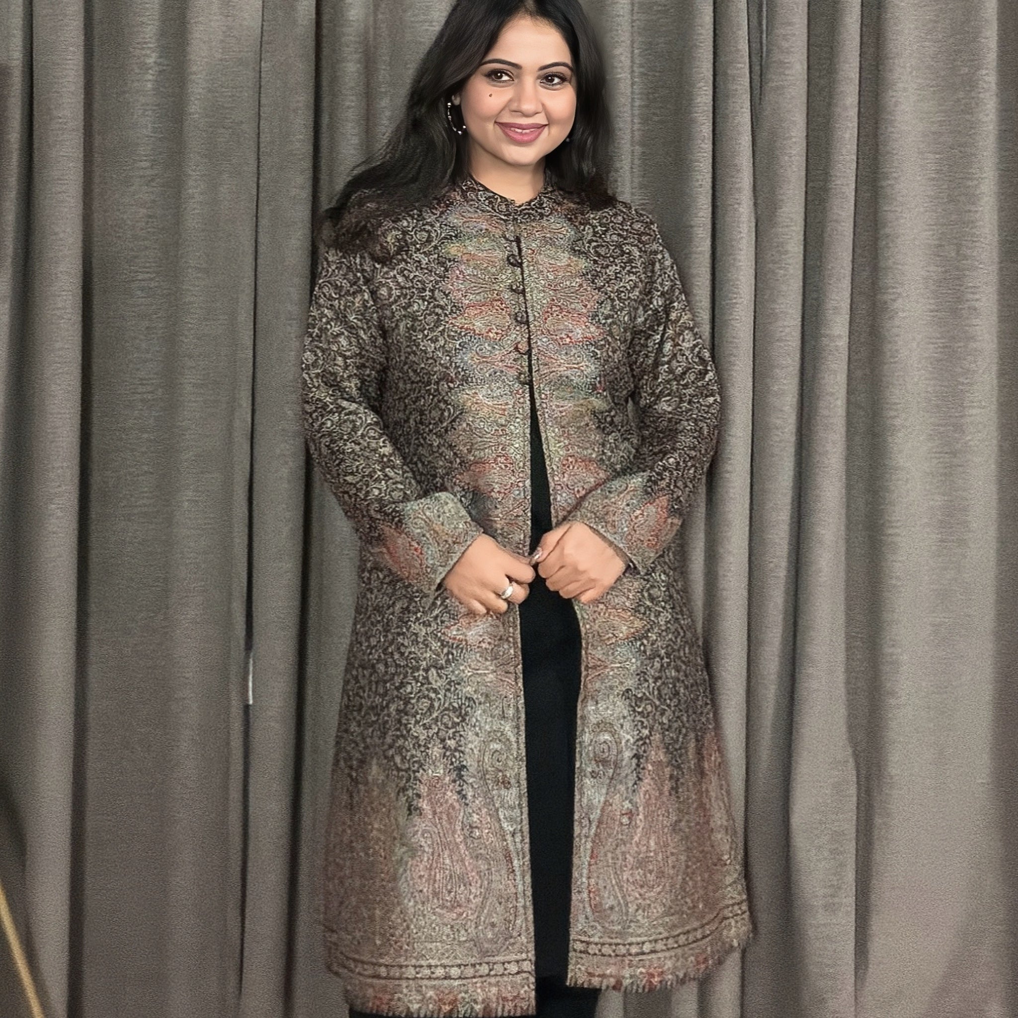 Zaarin – Jamawar Pashmina Coat Suit