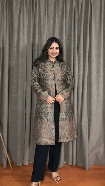 Zaarin – Jamawar Pashmina Coat Suit