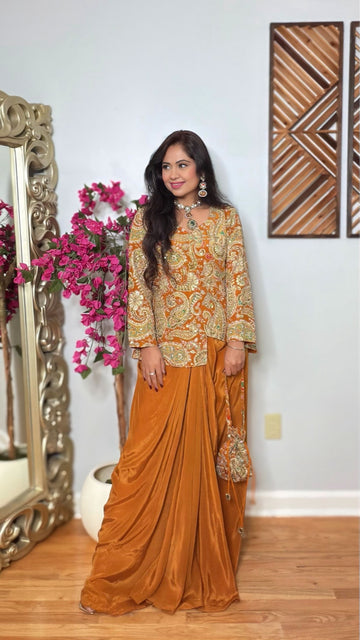Tavishi Crepe Silk Draped Skirt Set