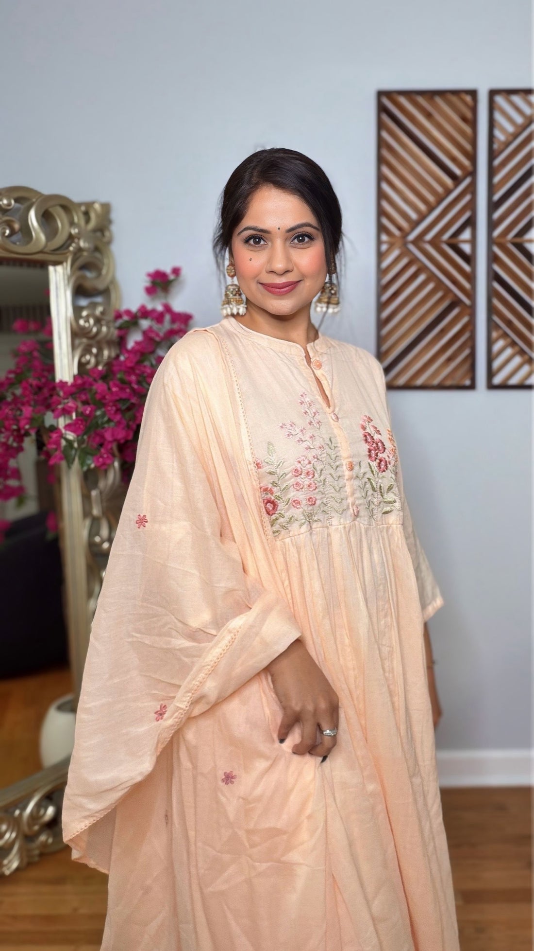 Zeyara-Peach cotton suit