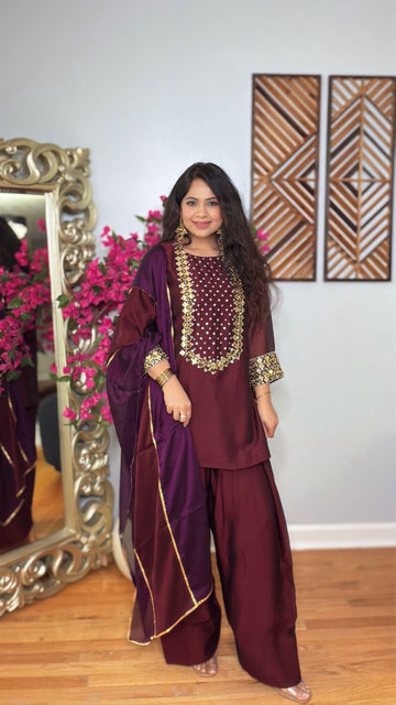 Zareen Plum Farshi Set