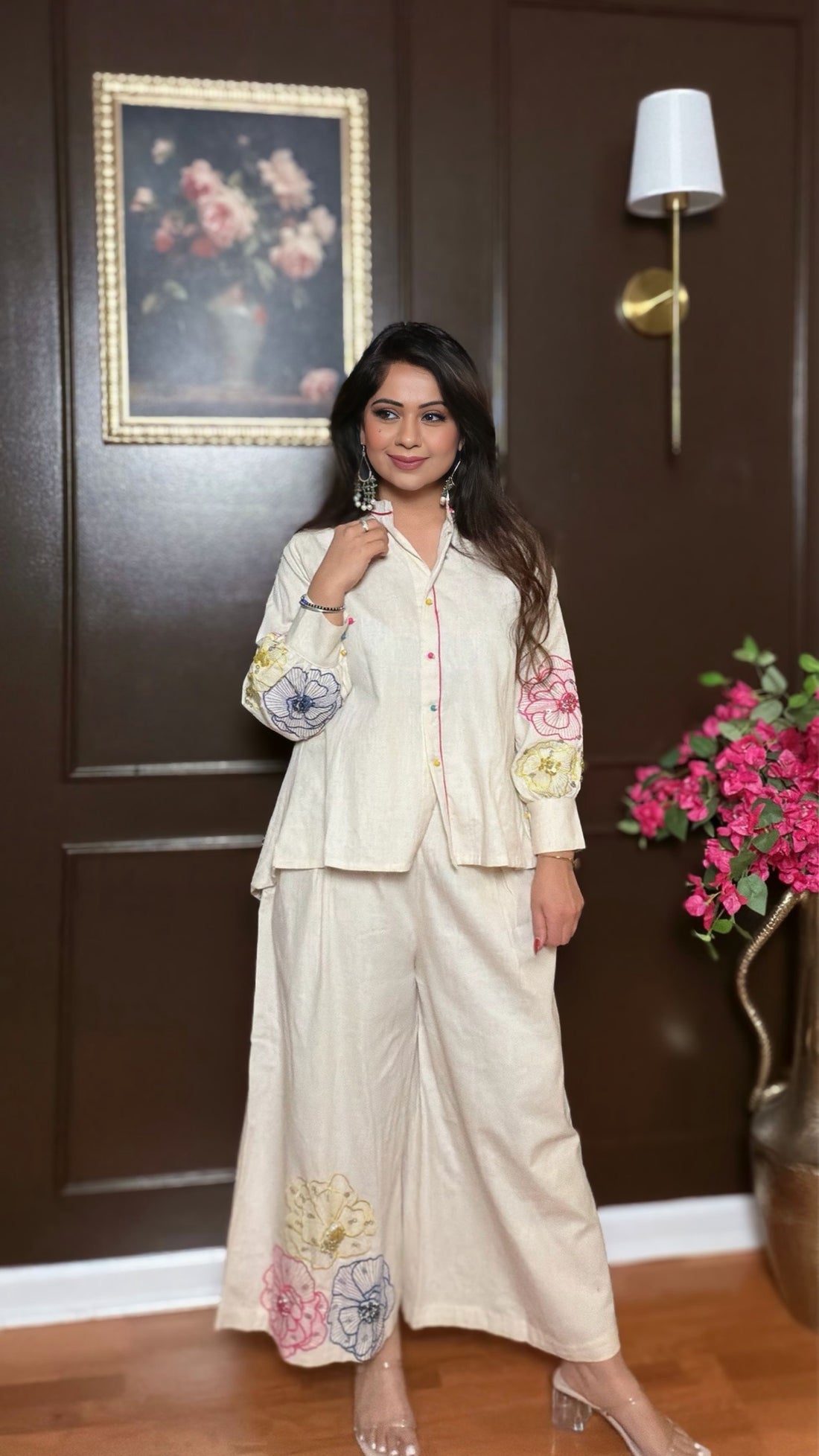 ELORA-Linen Cotton Embroidered Co-ord Set