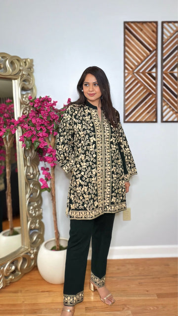 Rivya – Green Woolen cord set