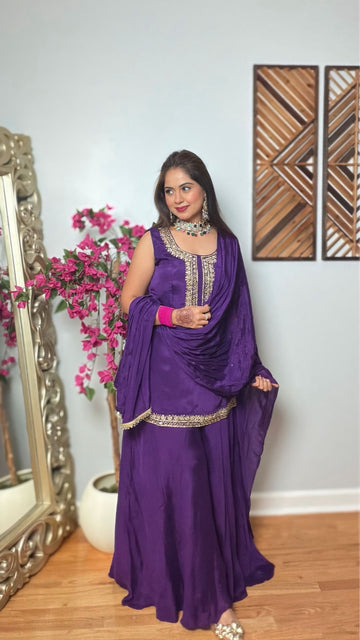 Odhvika – Chinon Silk Sharara Suit