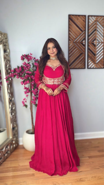 Omyra Chinon Silk Anarkali Gown