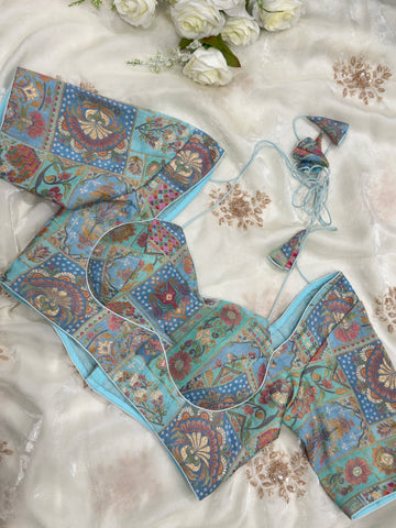 Amira Jacquard Halter Blouse