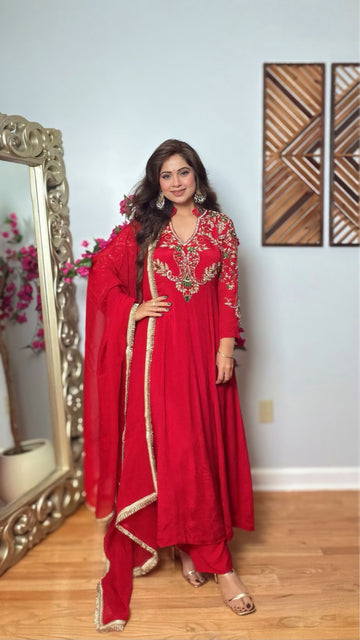 Yashvi Chinon Silk Anarkali Suit