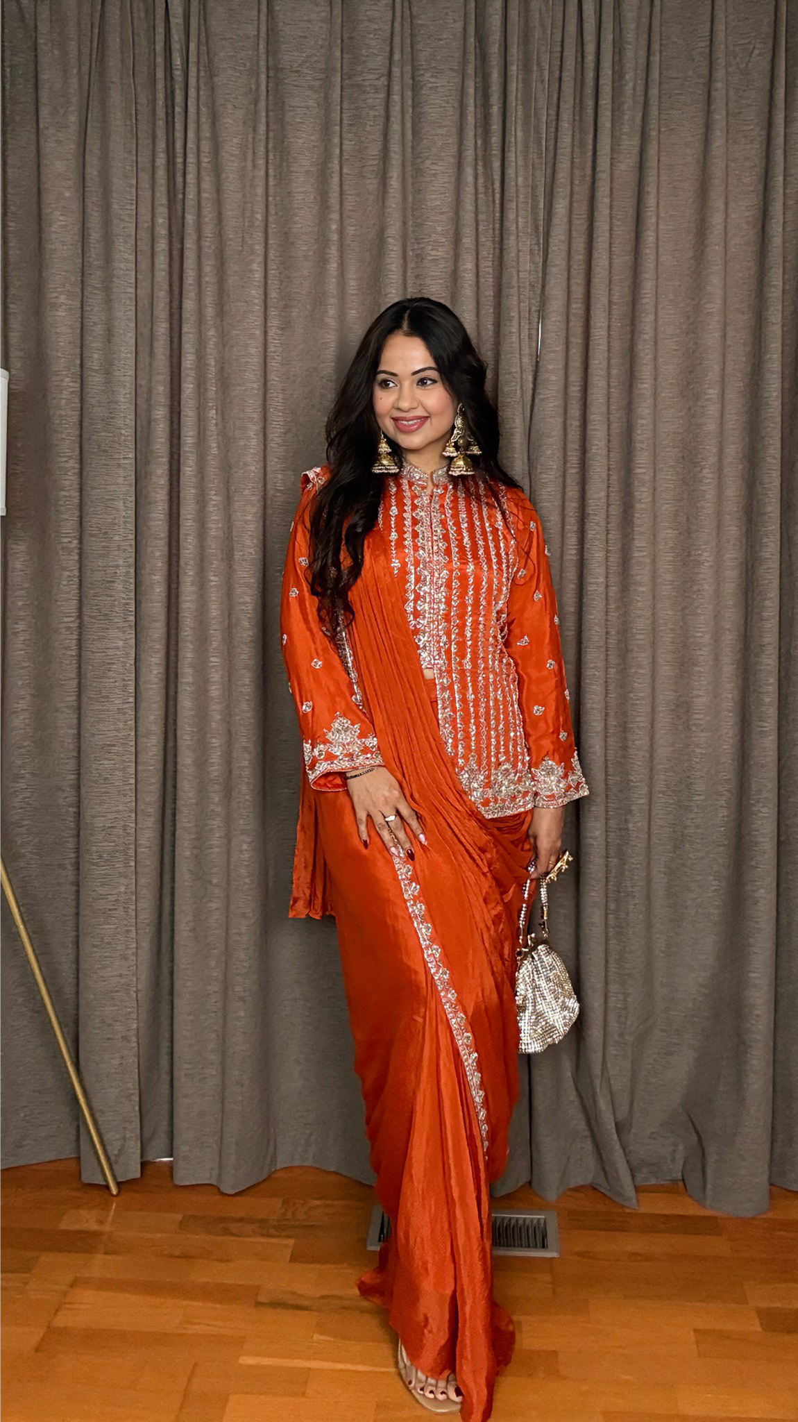 Zarisha – Orange Indo Western Drape Saree