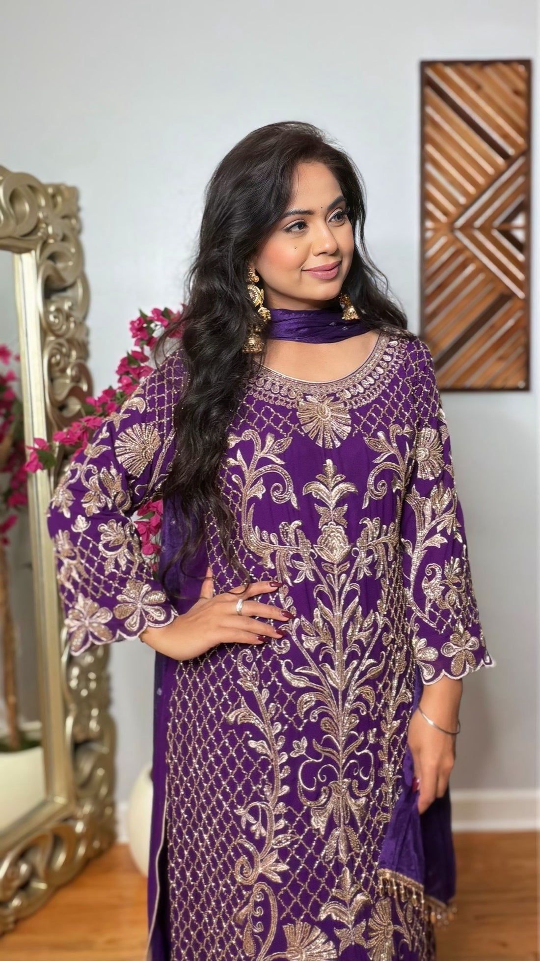 Rasika Purple Georgette Palazzo Suit