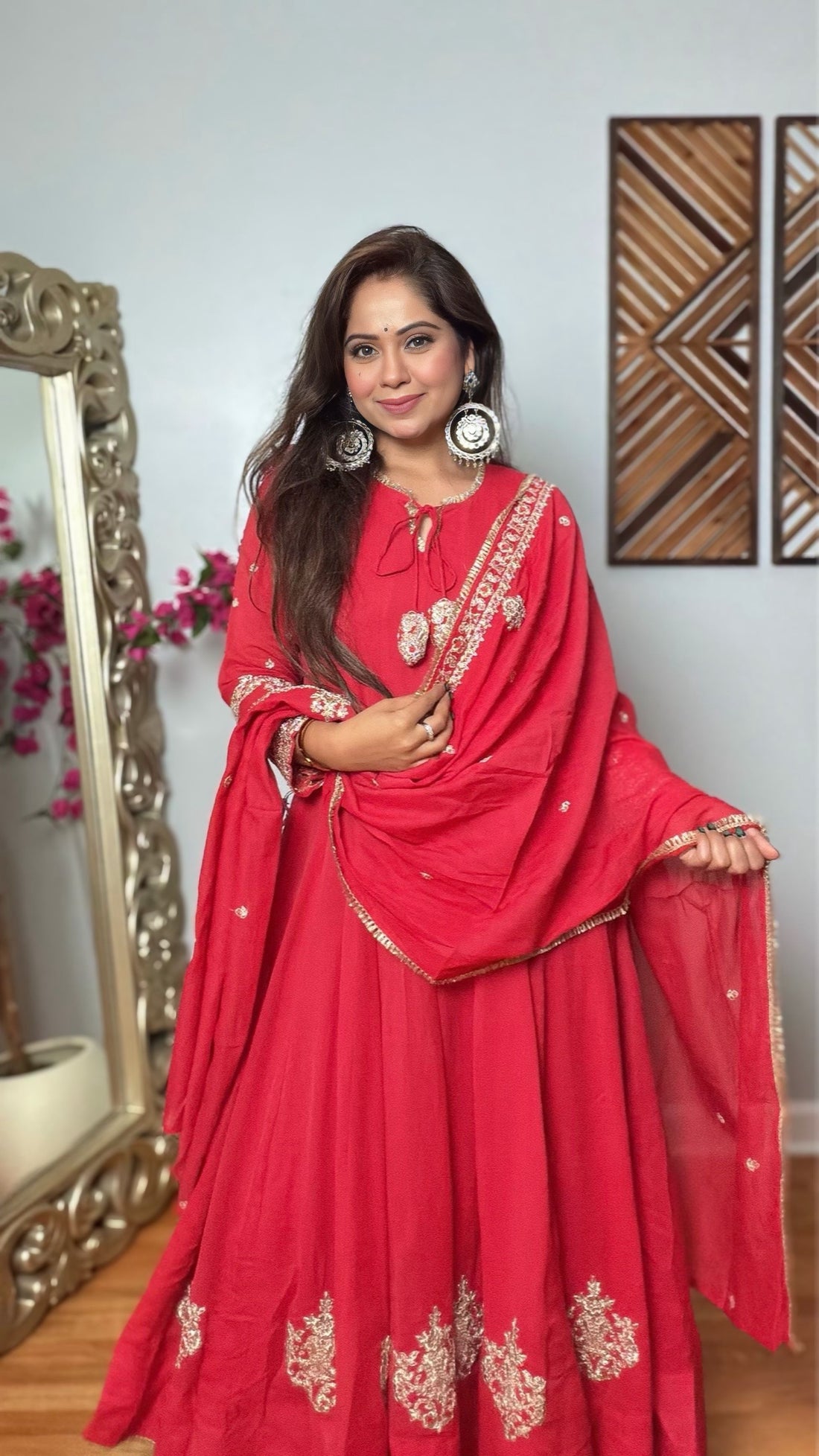 Pravya Mul Chanderi Anarkali Set