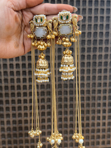 Anvika Lotus Charm Brass Drape Earrings