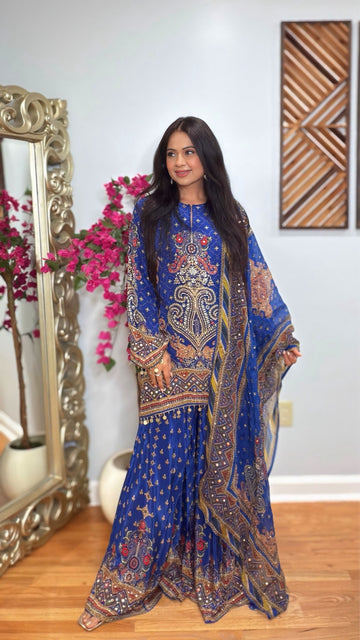Riwa Crepe Silk Gharara Suit