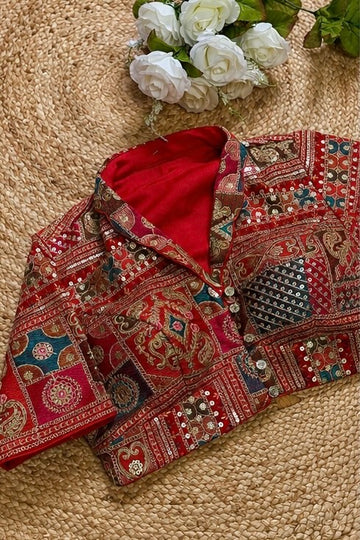 Riwaaz Red Embroidered Blouse