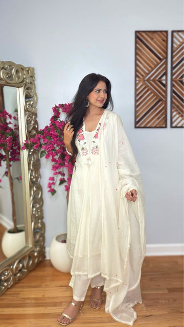 Rooh Mulmul Cotton Embroidered Suit