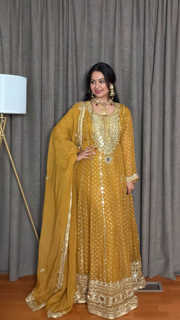Zarina Gold Anarkali Gown