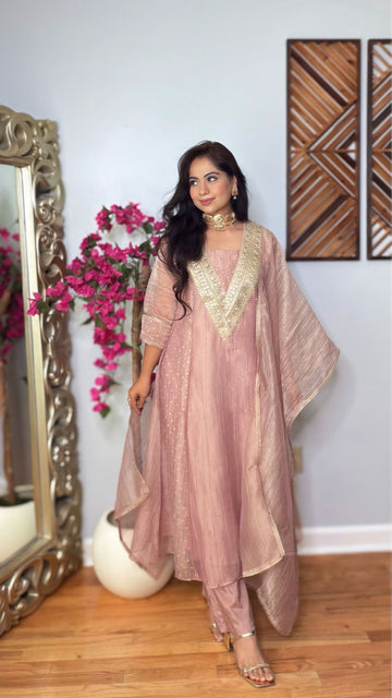 Tanvika Salsa Tissue A-Line Suit