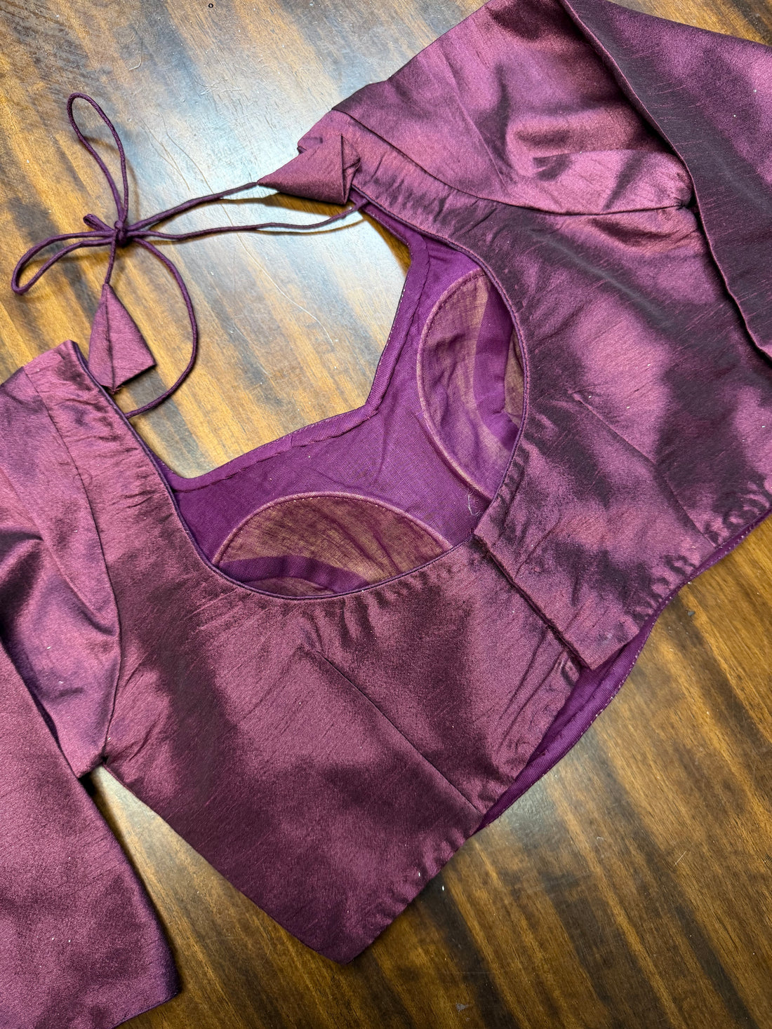 Velora Wine Raw Silk Blouse