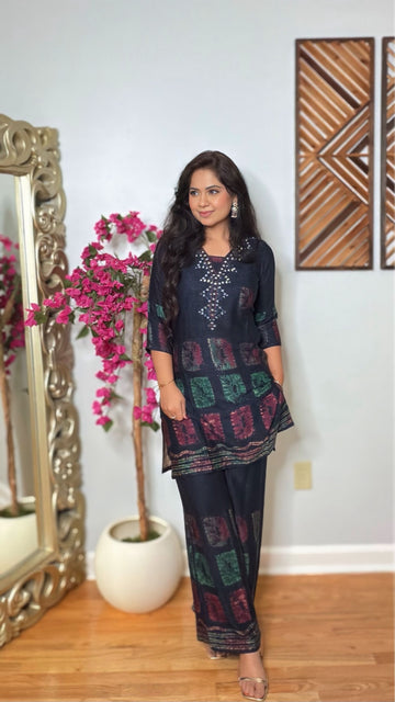 Drishya Mirror Work Rayon Cotton Co-ord Set