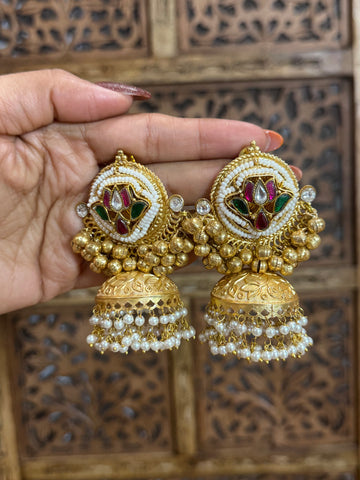 Kanika Lotus Glow Brass Jhumka Earrings