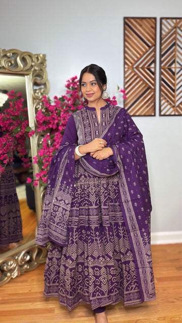 Zyra Plum Heritage Anarkali Set