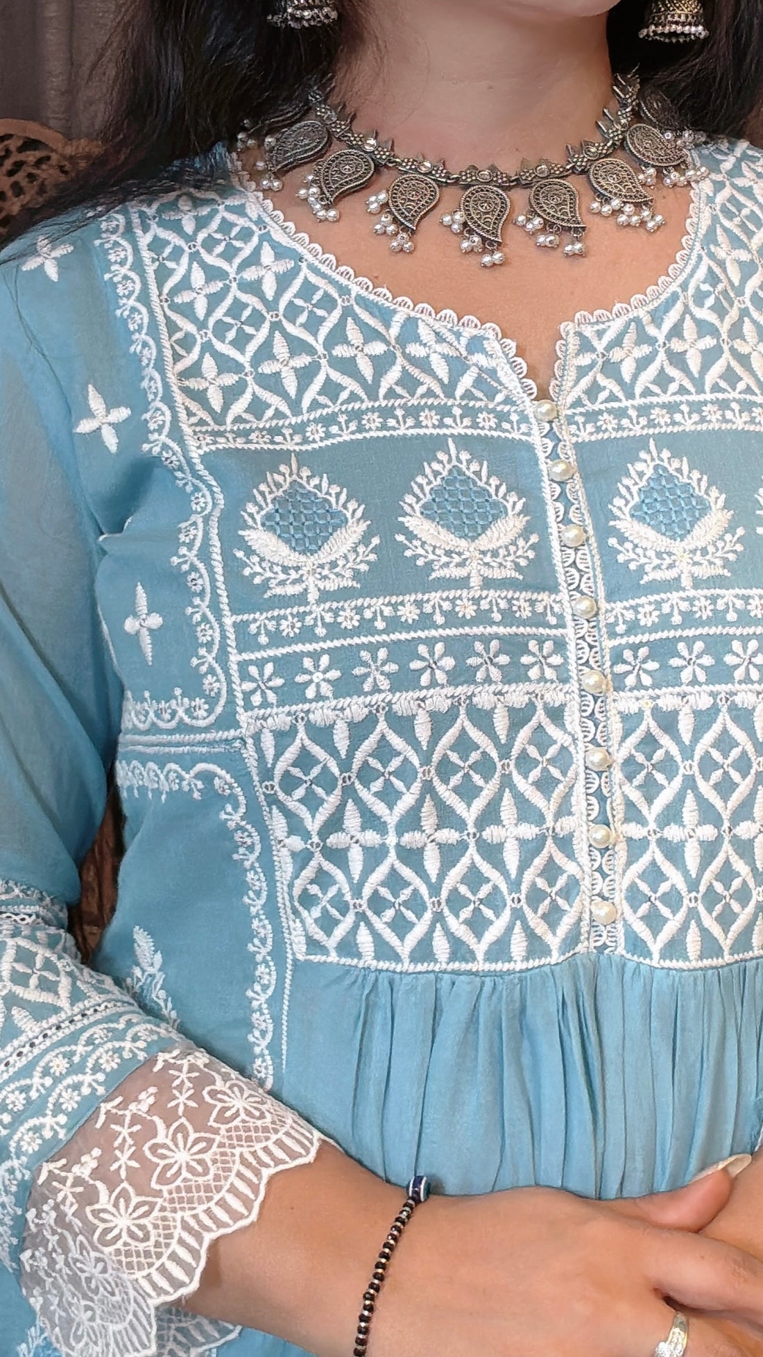 Aafreen Blue Pearl Anarkali