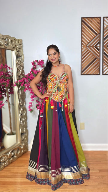 Raasrang Multicolor Cotton Flared Skirt