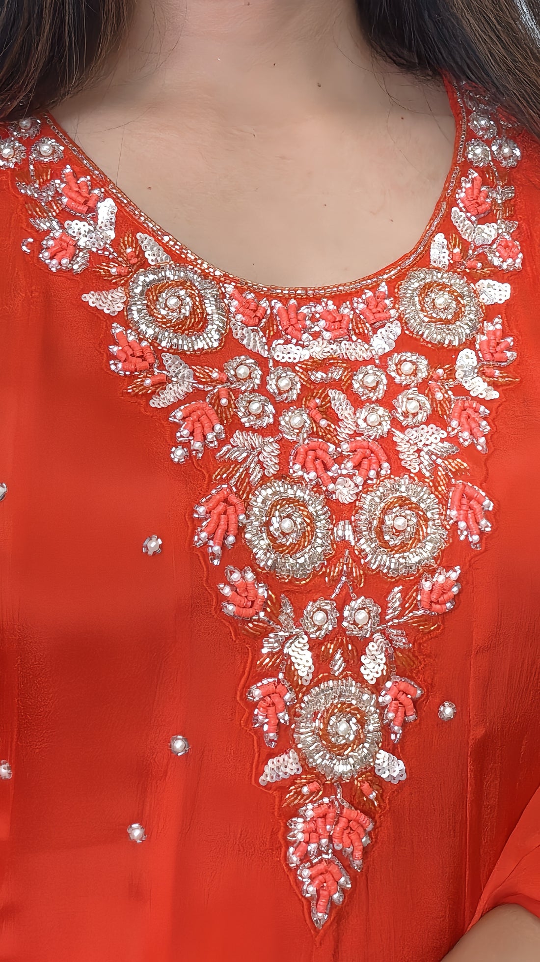 Amber Glow Chinon Anarkali Set