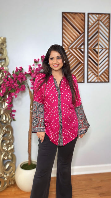 Zenvira Bandhani Ajrak Shirt