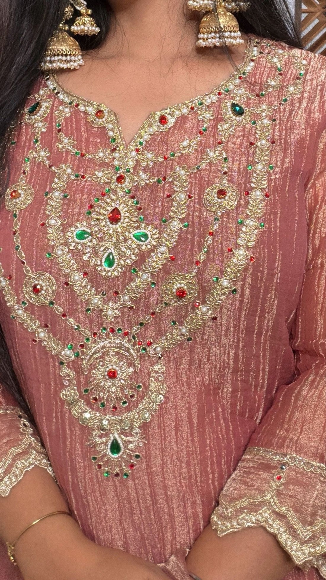 Zehna Crushed Shimmer Suit