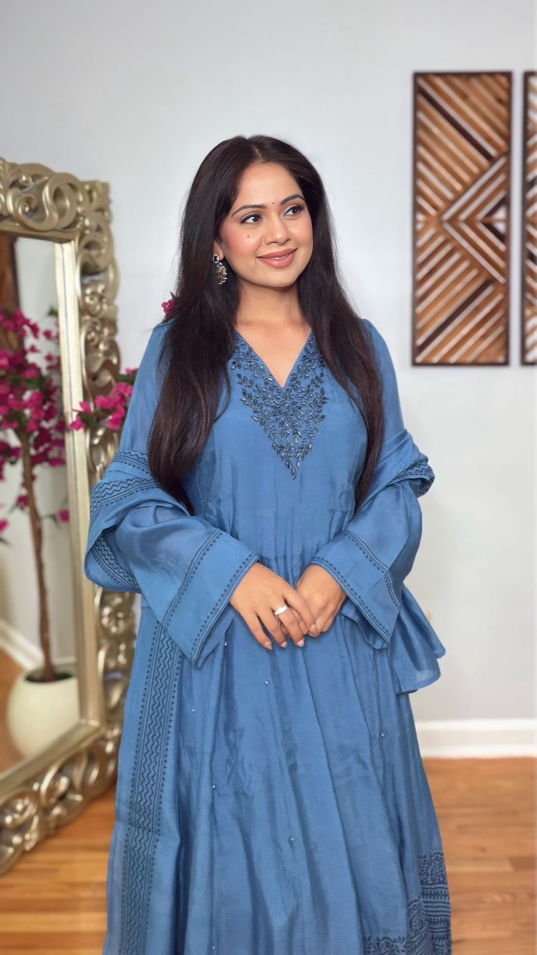 Zaina Flowing Muslin Silk Anarkali Set