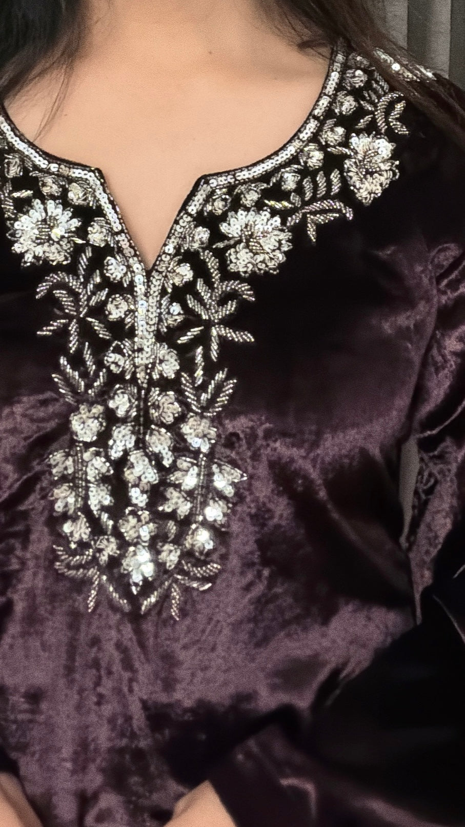 Naureena – Plum Velvet Co-ord