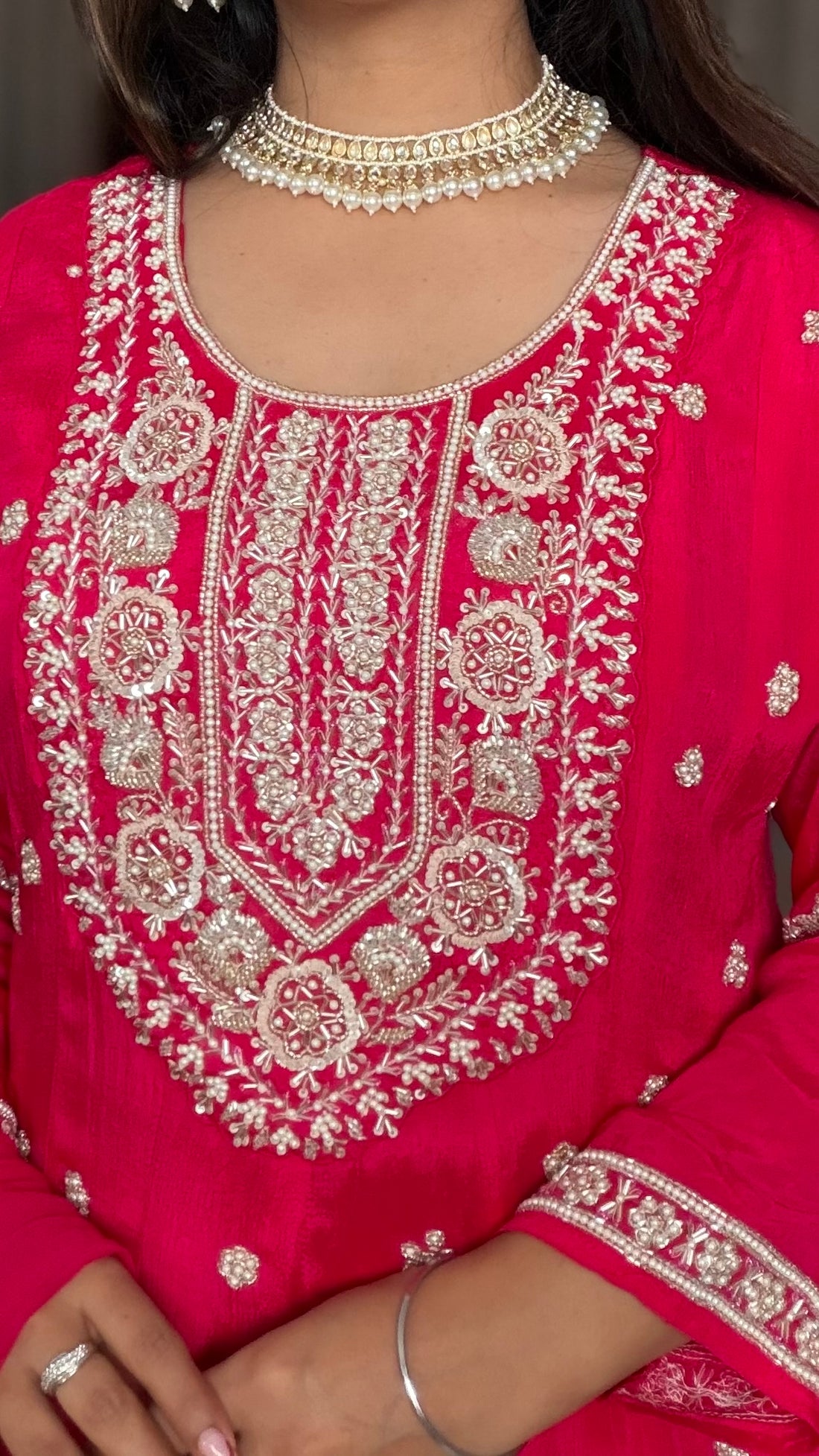 Riyana – Dark Pink Chinon Silk Anarkali