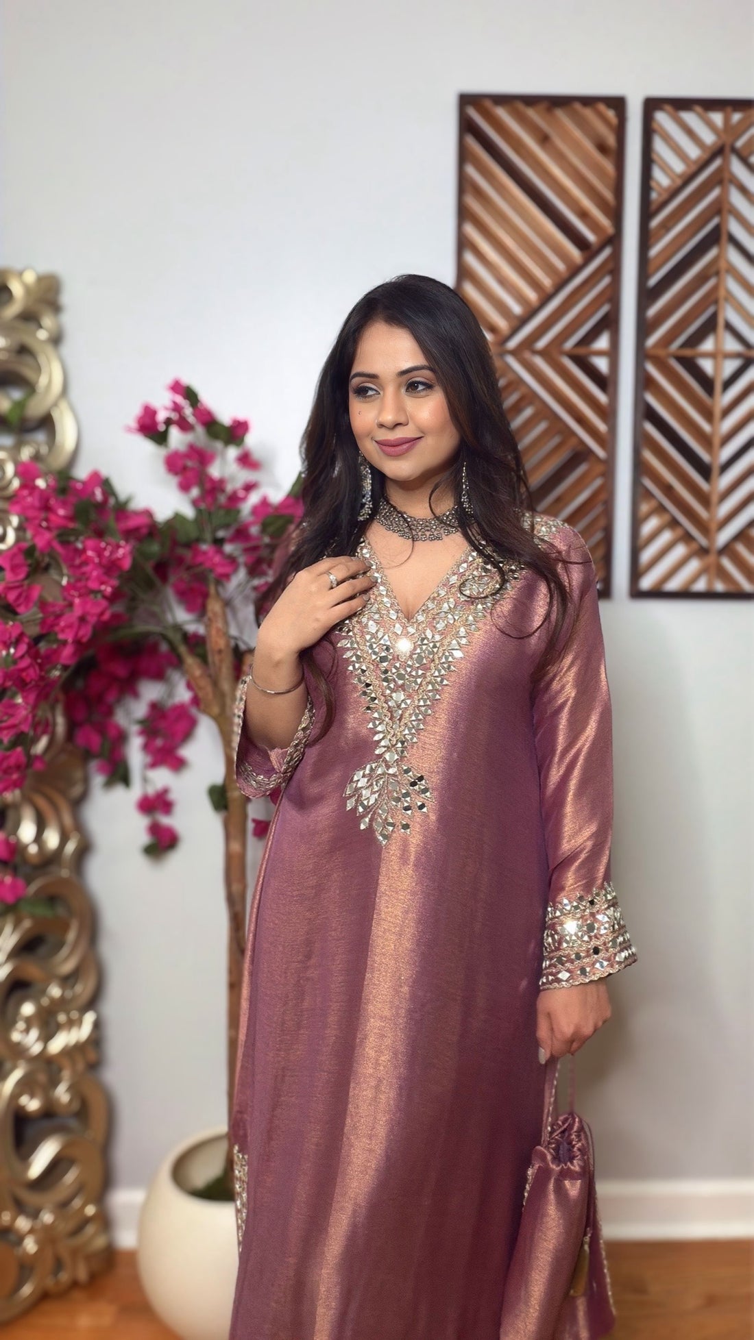 Zehra Rosewood – Premium Girafe Silk Kaftan Dress