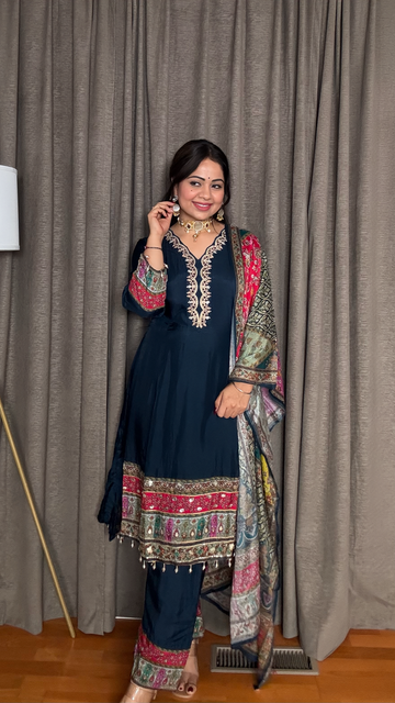Nayra – Blue Digital Print Anarkali Suit