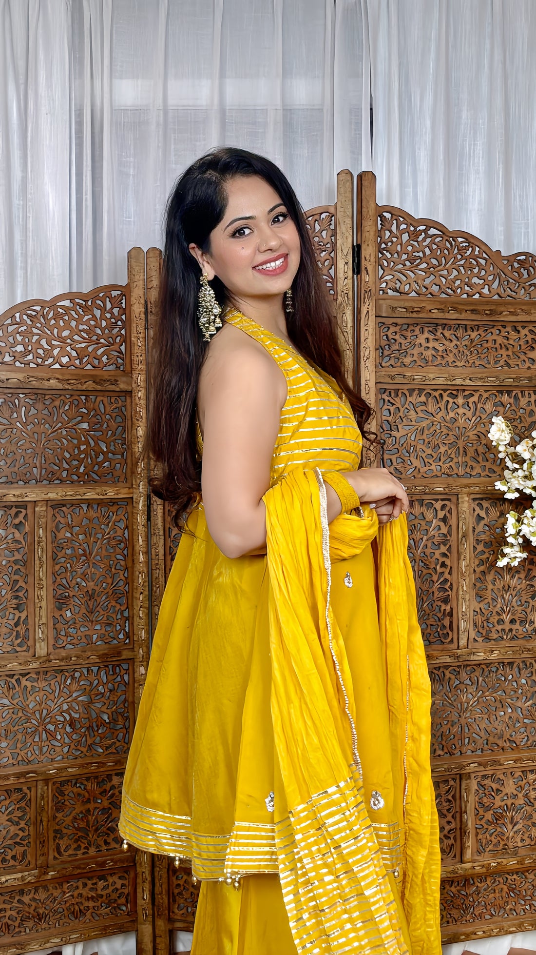 Yellow Halter Sharara Suit