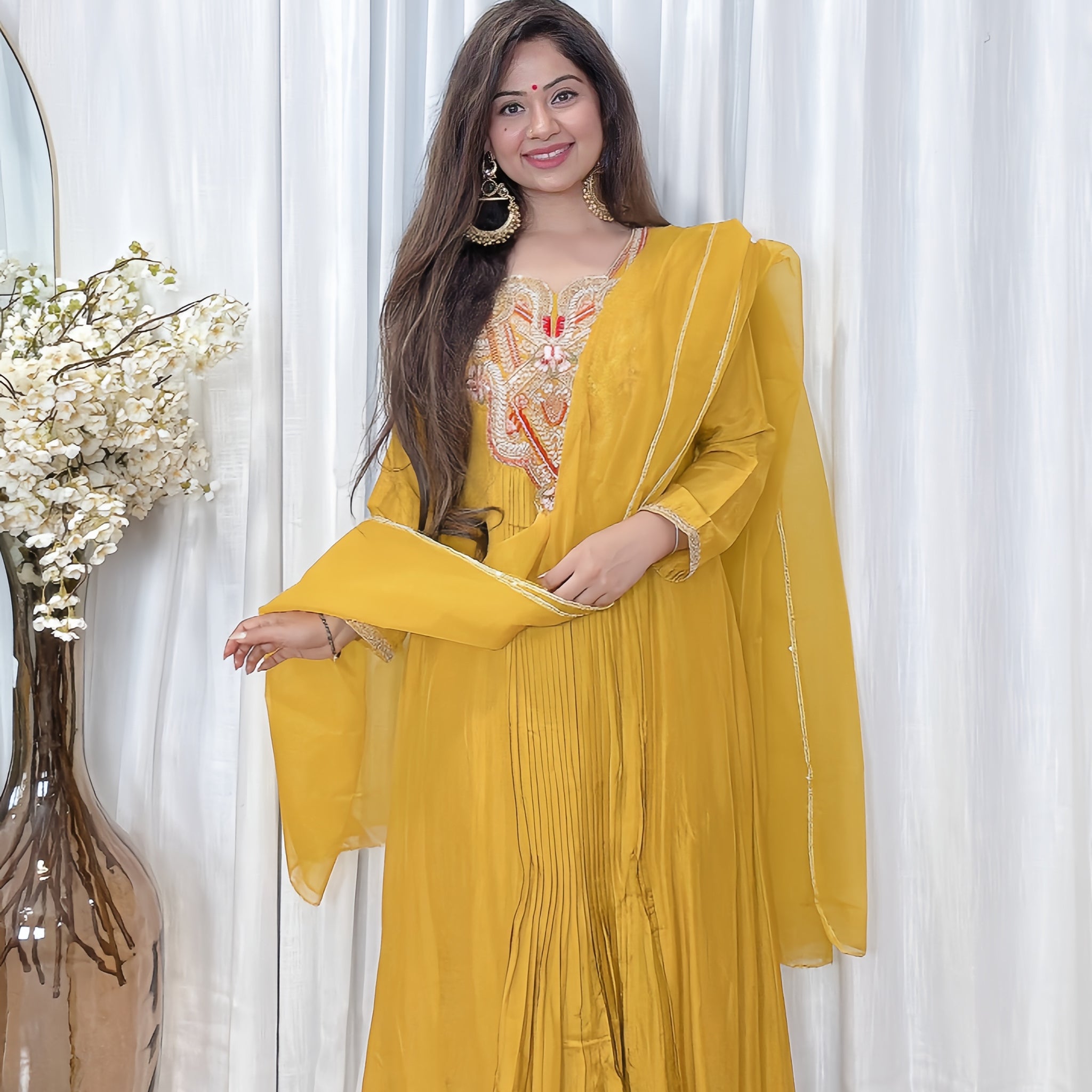 Golden Glow Zardozi Anarkali Set