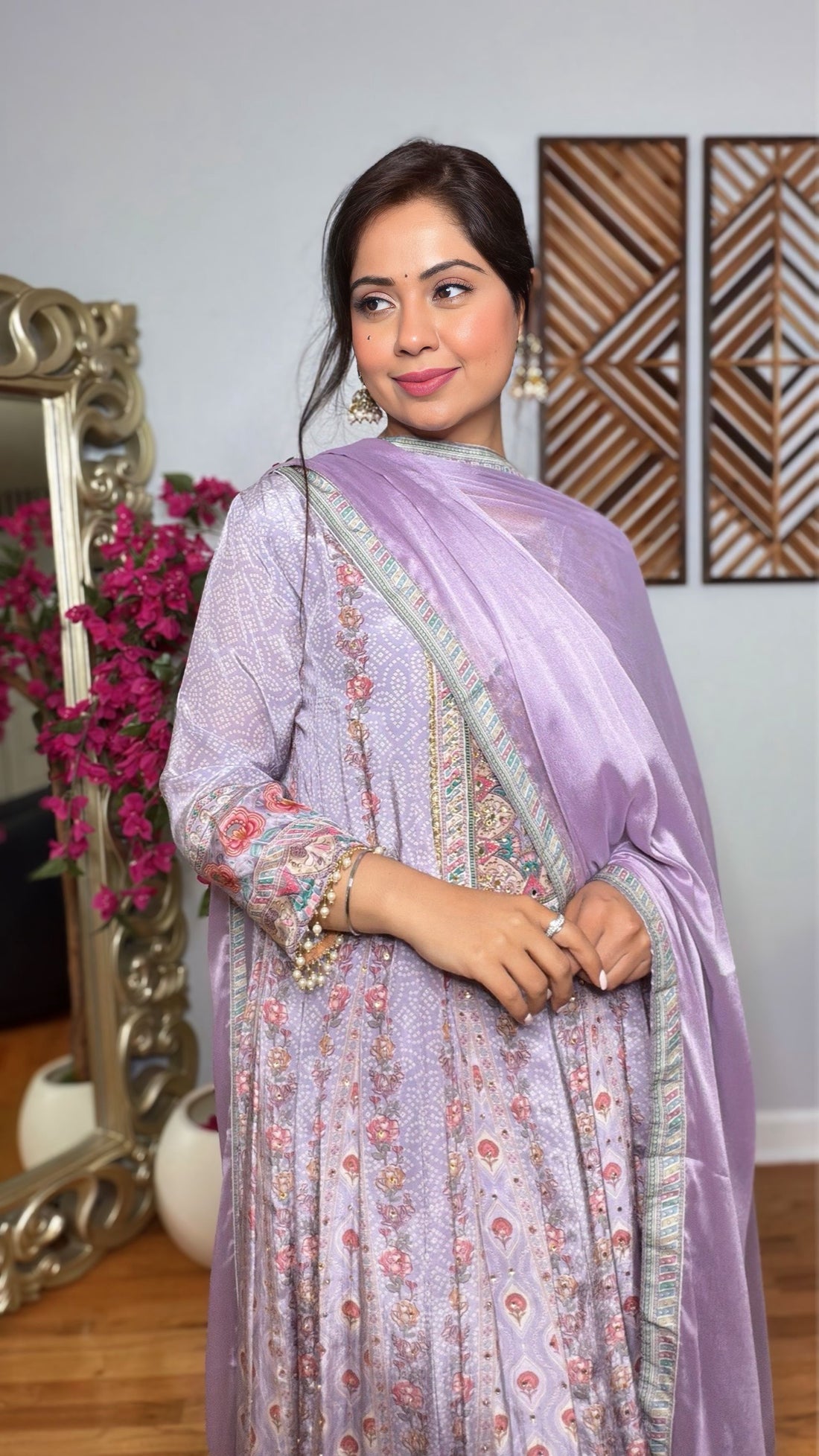 Avelisse Crepe Silk Anarkali Suit Set