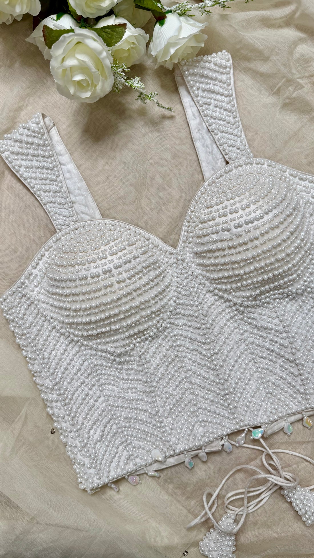 Zyella Handbeaded Pearl Blouse