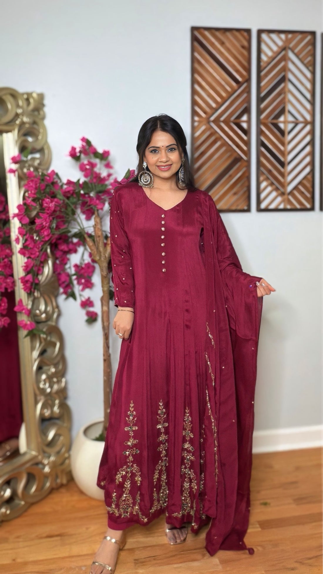 Ruvira Ruby Chinon Silk Anarkali Set