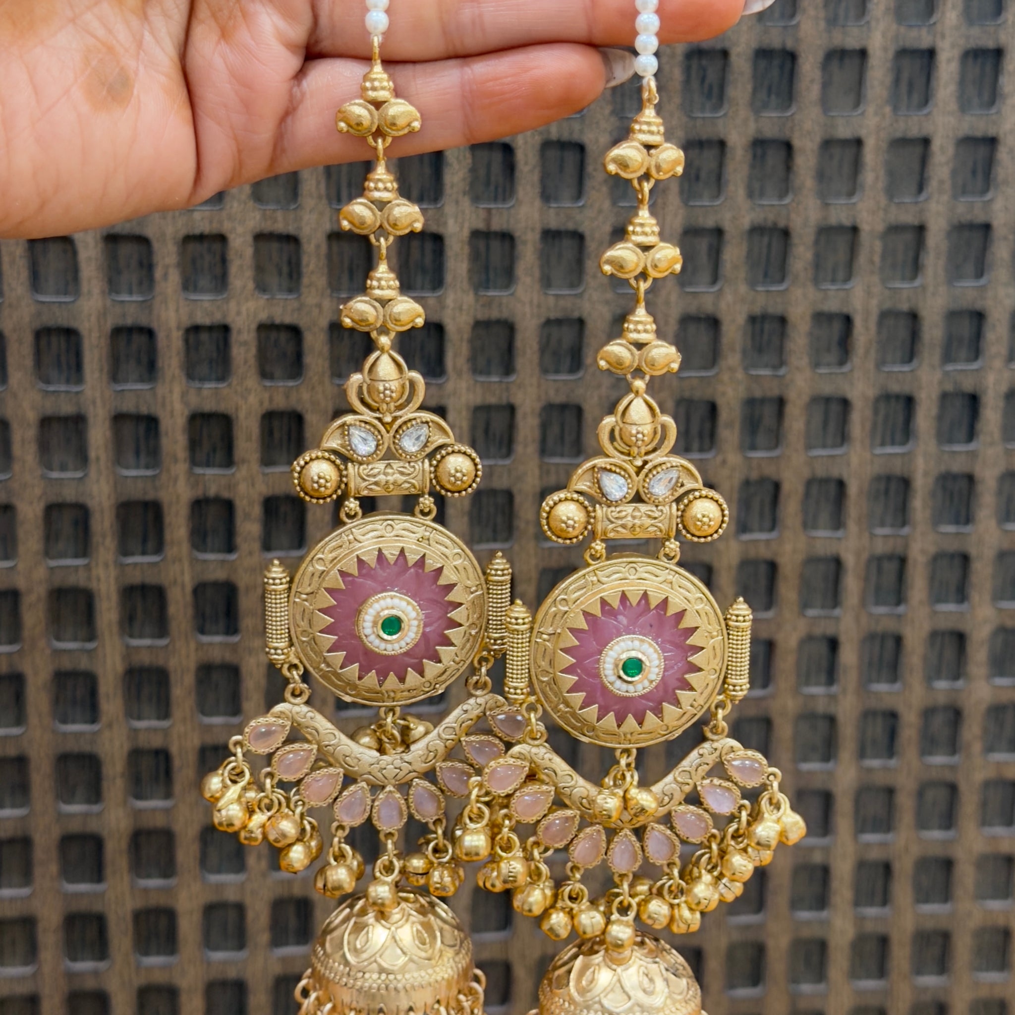 Sharini Antique Brass Long Jhumka Earrings