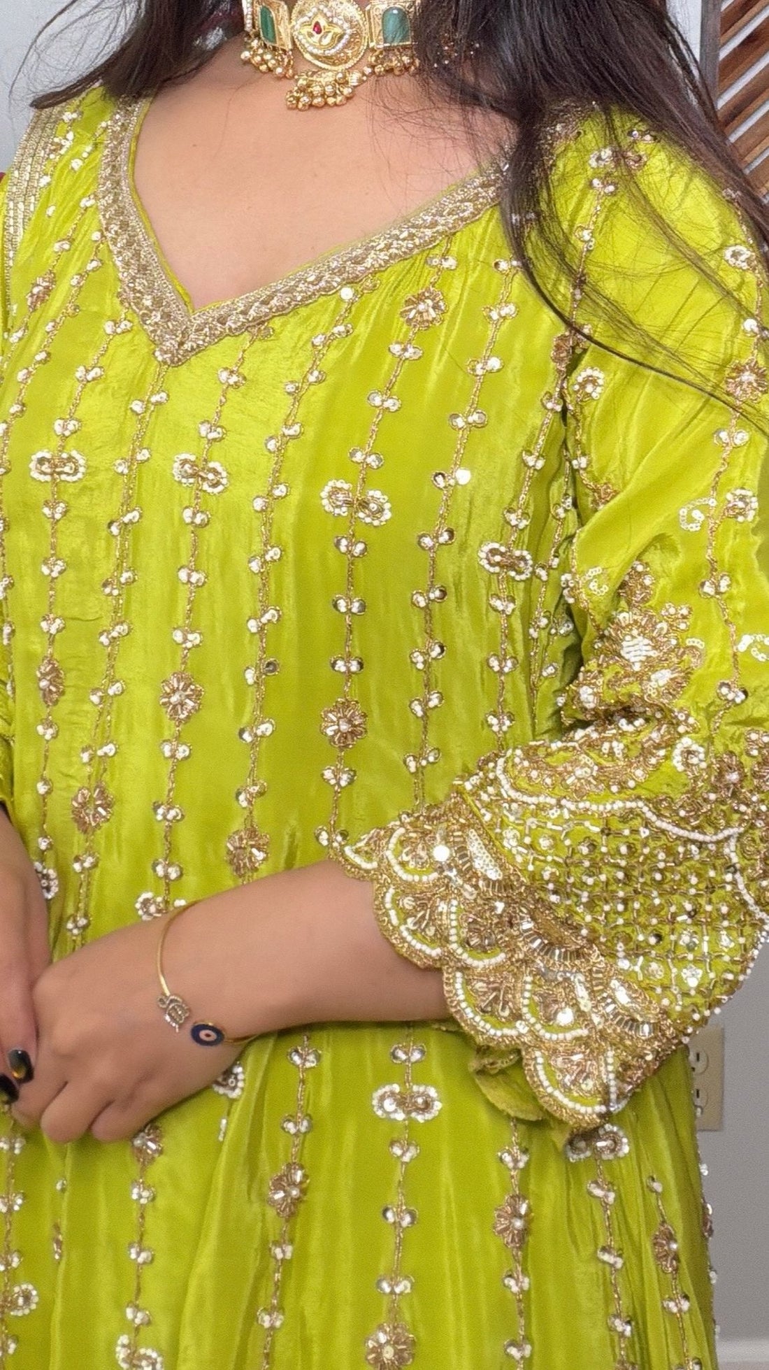 Neyzara Lime Anarkali Set