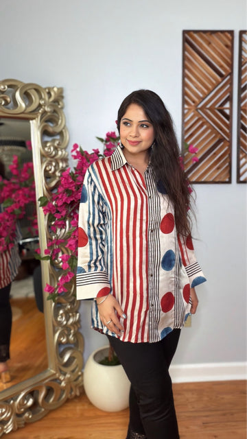 Tavira Ajrak Dot Stripe Shirt