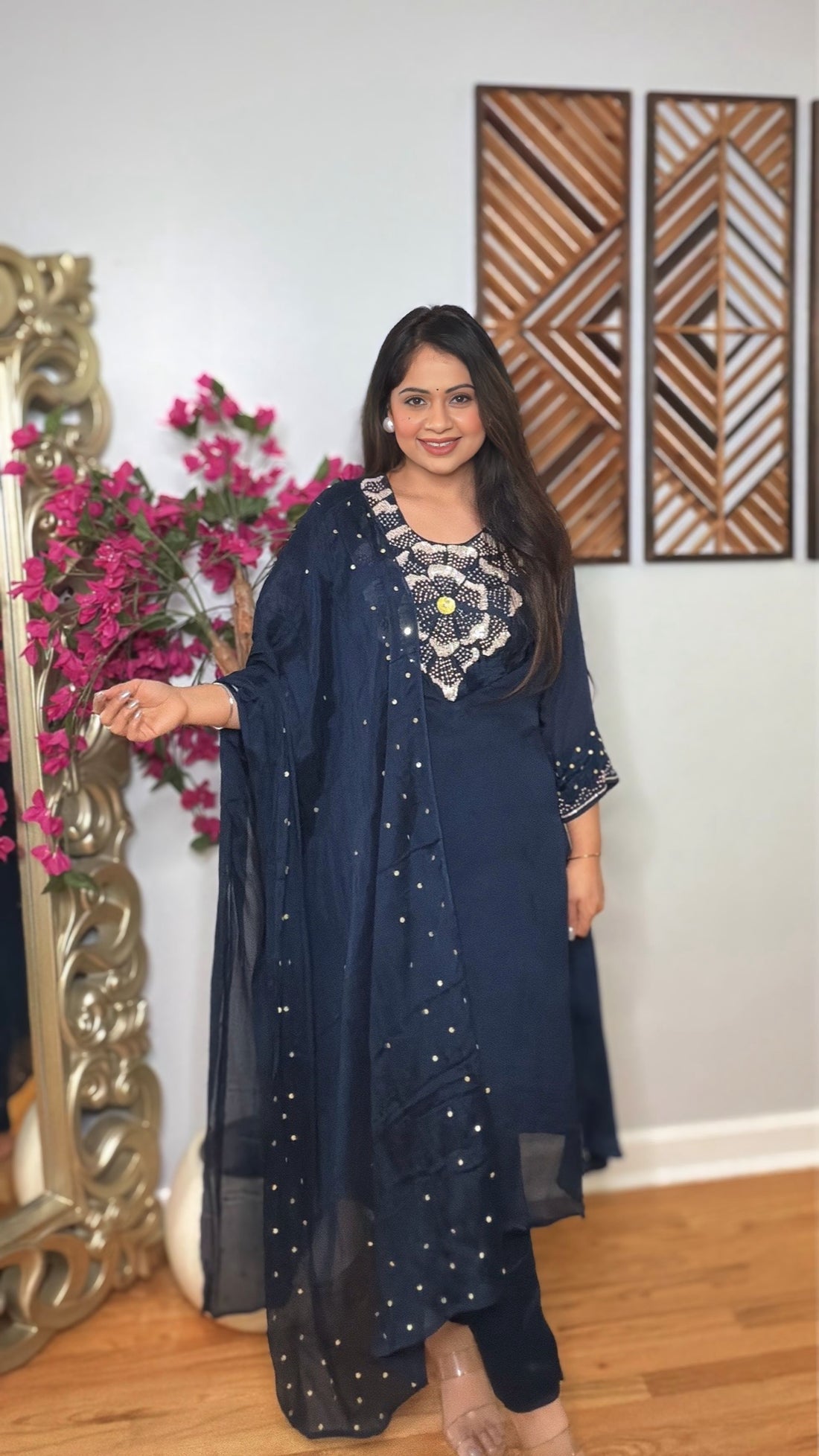 Nyvella Chinon Silk Embroidered Suit Set