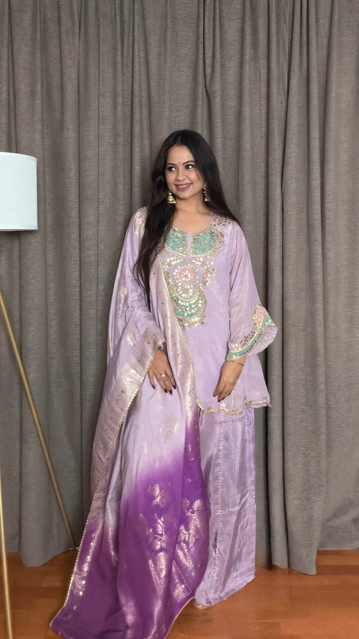 Tara Lilac – Crushed Tissue Palazzo Suit