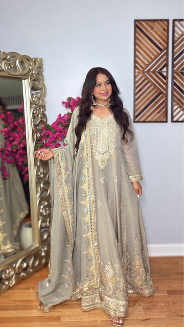 ZAHARA-Soft Tissue Shimmer Anarkali Suit