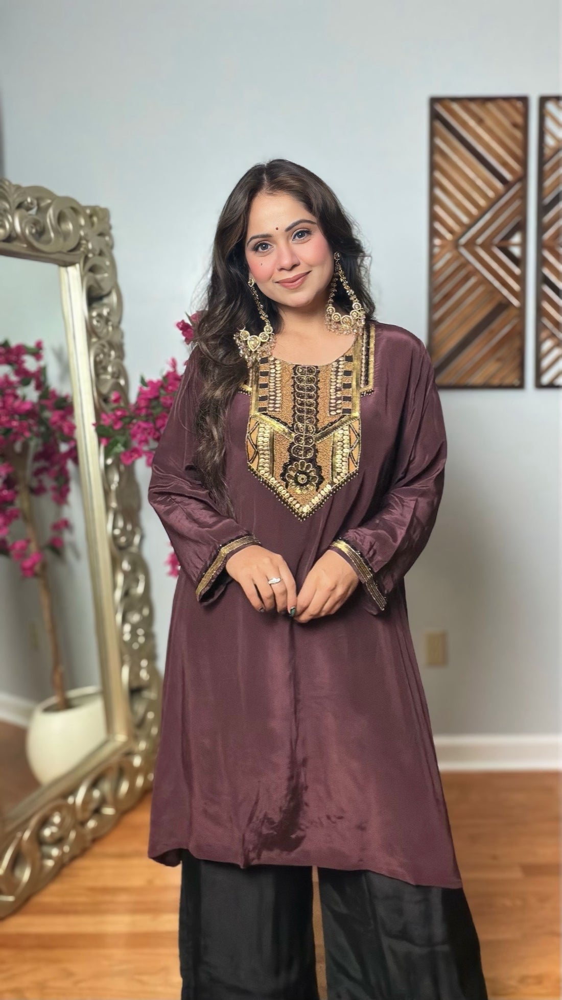 Aarshvi Crepe Silk Embroidered Kurta Pant Set