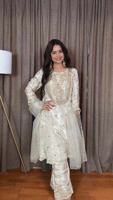 Ivory Shazia – Tissue Shimmer A-Line Suit