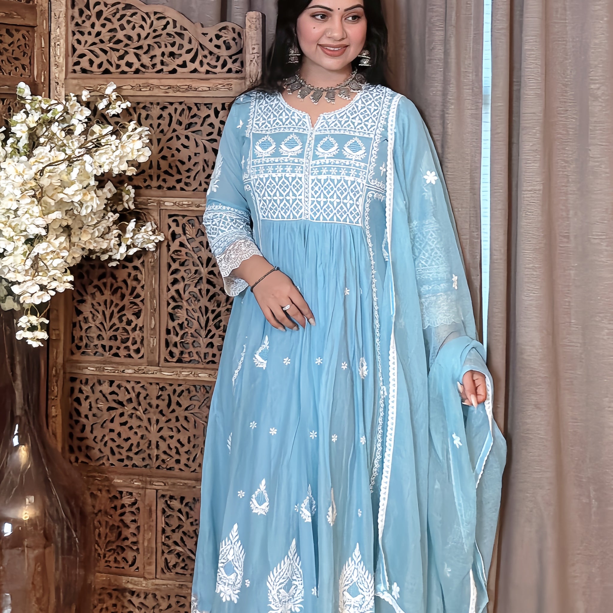 Aafreen Blue Pearl Anarkali